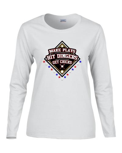 Epic Ladies Hit Dingers Long Sleeve Graphic T-Shirts. Free shipping.  Some exclusions apply.
