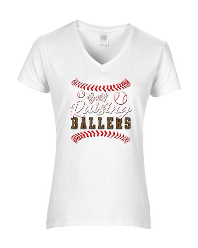 Epic Ladies Raising Ballers V-Neck Graphic T-Shirts. Free shipping.  Some exclusions apply.