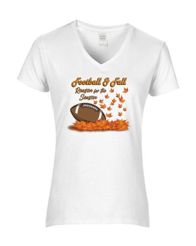 Epic Ladies Football & Fall V-Neck Graphic T-Shirts. Free shipping.  Some exclusions apply.