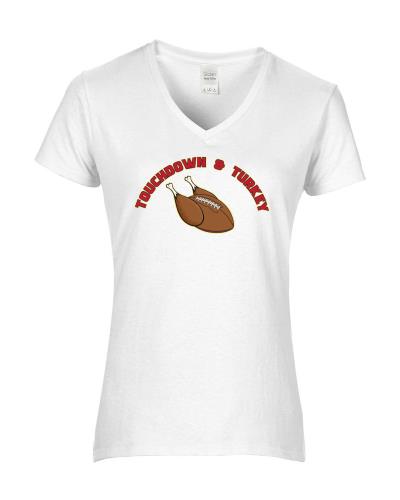 Epic Ladies Touchdown & Turkey V-Neck Graphic T-Shirts. Free shipping.  Some exclusions apply.