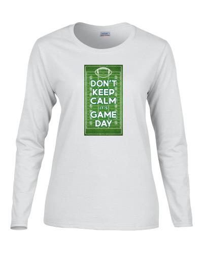 Epic Ladies Keep Calm Game Day Long Sleeve Graphic T-Shirts. Free shipping.  Some exclusions apply.
