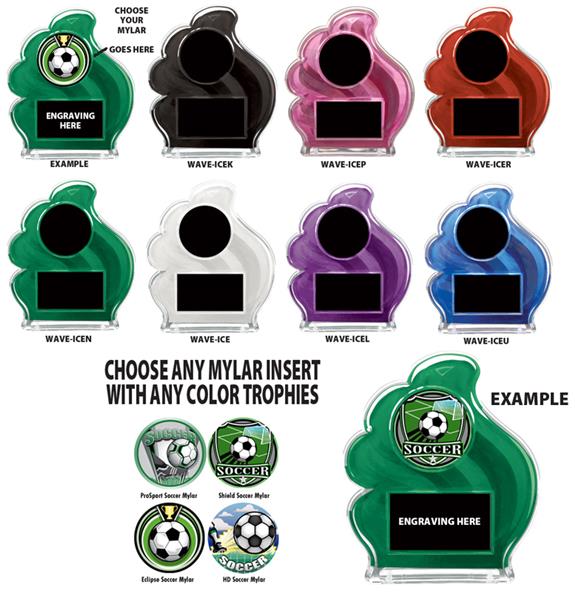 Hasty Awards 6.5" Wave Ice Custom Soccer Trophies Soccer Equipment
