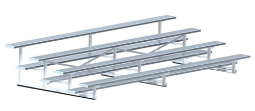 4 Row 15' Bleacher Standard Single Foot Plank - Aluminum/Steel Under Structure BLCH-4