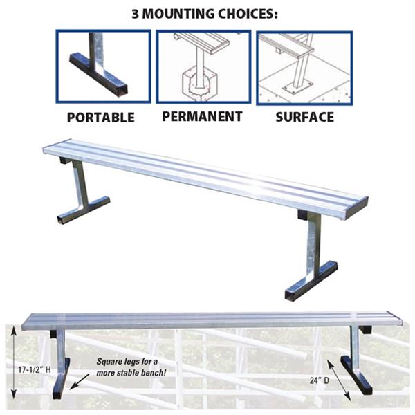 Players Aluminum Bench Without Backrests 3 Sizes