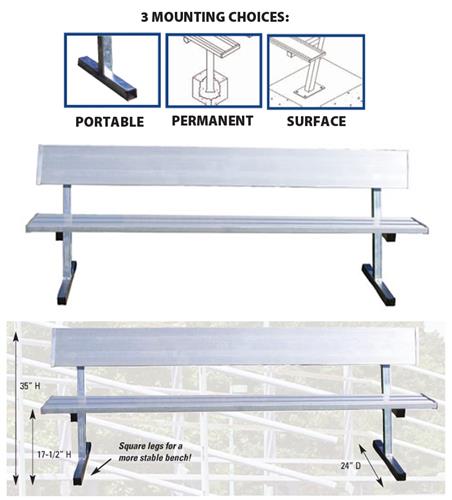 Players Aluminum Bench With Backrests 3 Sizes