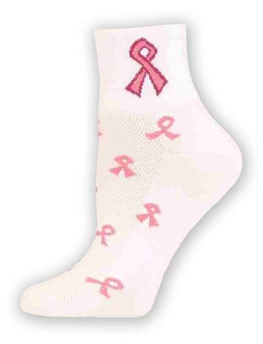 Red Lion Cancer Pink Ribbon 1/4 Crew Sock (Pair)