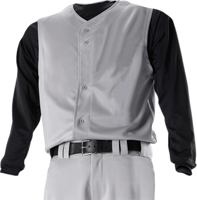 Youth (YL - White) Full-Button Sleeveless Baseball Jersey Vest