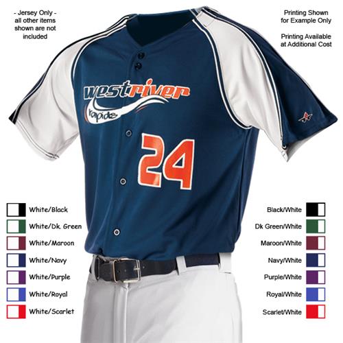 Alleson PROMMJY Youth Full Button Baseball Jerseys. Decorated in seven days or less.