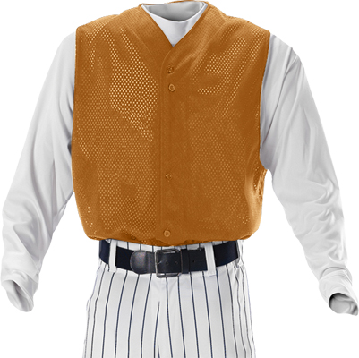 Youth Full Button Maroon or Orange Baseball Vest
