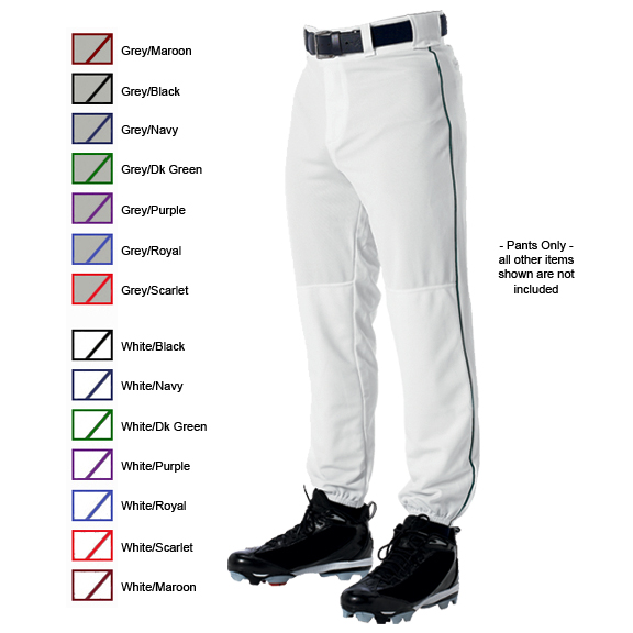 Piped Baseball Pants w/Back Pocket Adult Mens (A3XL - Grey/Purple