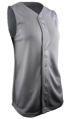 Womens (WL - GREY) Cooling Full-Button Sleeveless Softball Jersey. Decorated in seven days or less.