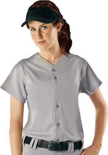 Womens (WXS, WL) 17oz Full-Button Gray 1/4-Sleeve Softball Jersey - CO. Decorated in seven days or less.