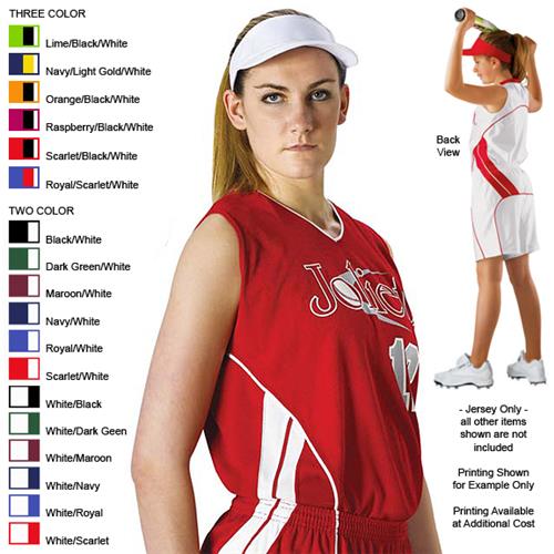 Alleson 554WY Girl's VNeck Softball Jerseys Closeout Sale Baseball