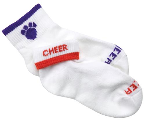 Teamwork Cheerleading 2-Style Paw Print Socks