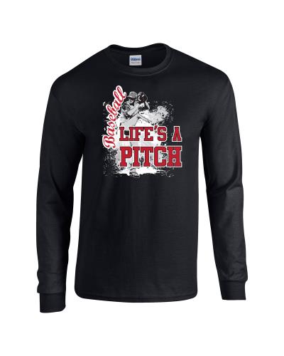 Epic Life's A Pitch Long Sleeve Cotton Graphic T-Shirts. Free shipping.  Some exclusions apply.