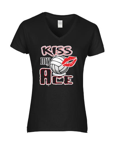 Epic Ladies Kiss My Ace V-Neck Graphic T-Shirts. Free shipping.  Some exclusions apply.