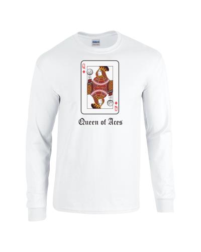 Epic Queen of Aces Long Sleeve Cotton Graphic T-Shirts. Free shipping.  Some exclusions apply.