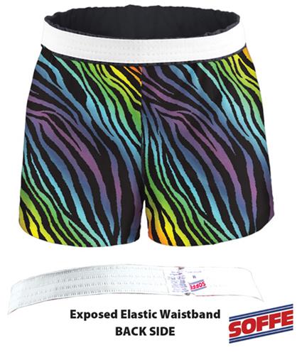 Soffe Authentic Novelty Print Rainbow Zebra Shorts