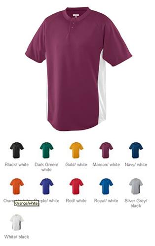 Augusta Wicking Color Block Two-Button Jerseys. Decorated in seven days or less.
