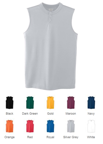 Augusta Youth Sleeveless Two-Button Front Jersey. Decorated in seven days or less.