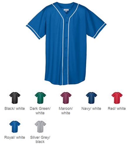 Augusta Youth Mesh Button Front Baseball Jersey. Decorated in seven days or less.