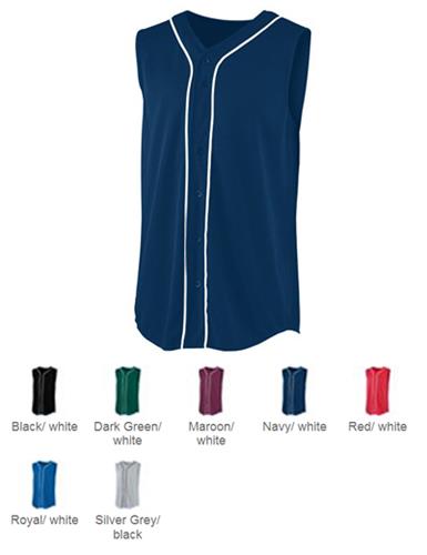 Augusta Wicking Sleeveless Button Jerseys. Decorated in seven days or less.