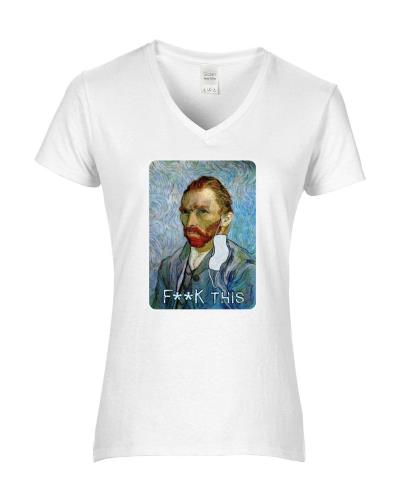 Epic Ladies Van Gogh - F This V-Neck Graphic T-Shirts