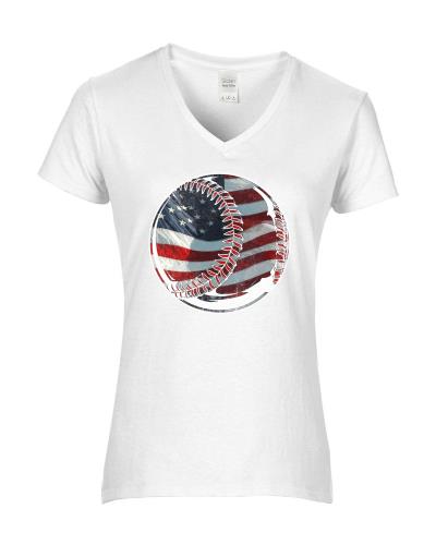 Epic Ladies Flag Baseball V-Neck Graphic T-Shirts. Free shipping.  Some exclusions apply.