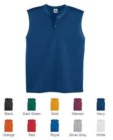Augusta Mesh Sleeveless Two-Button Jerseys. Decorated in seven days or less.