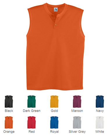Augusta Youth Mesh Sleeveless Two-Button Jerseys. Decorated in seven days or less.