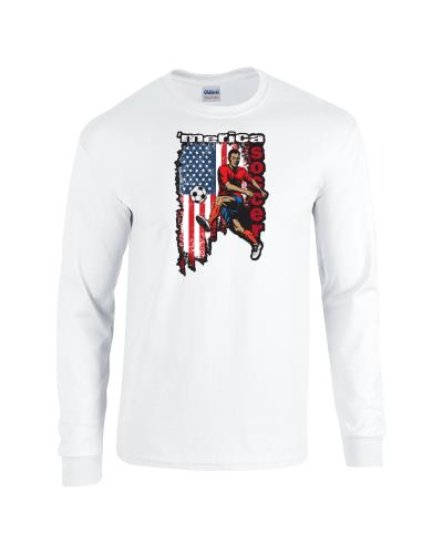 Epic 'Merica Soccer Long Sleeve Cotton Graphic T-Shirts. Free shipping.  Some exclusions apply.