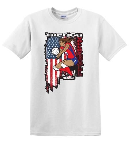 Epic Adult/Youth 'Merica Volleyball Cotton Graphic T-Shirts. Free shipping.  Some exclusions apply.