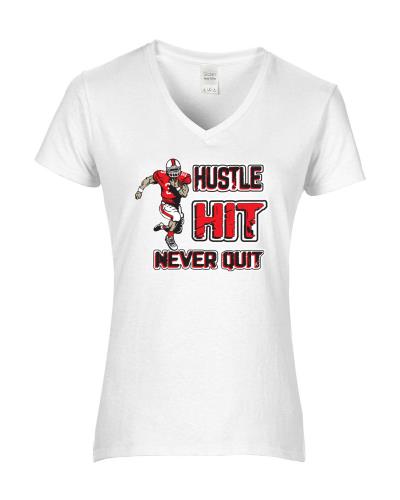 Epic Ladies Football Hustle V-Neck Graphic T-Shirts. Free shipping.  Some exclusions apply.