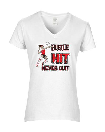 Epic Ladies Volleyball Hustle V-Neck Graphic T-Shirts. Free shipping.  Some exclusions apply.