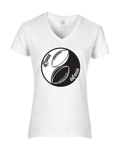 Epic Ladies Offense & Defense V-Neck Graphic T-Shirts. Free shipping.  Some exclusions apply.