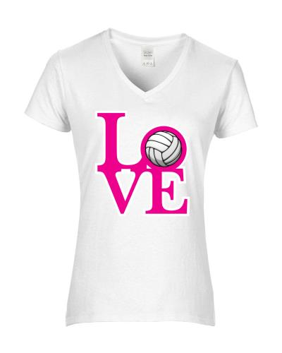 Epic Ladies Volleyball Love V-Neck Graphic T-Shirts. Free shipping.  Some exclusions apply.