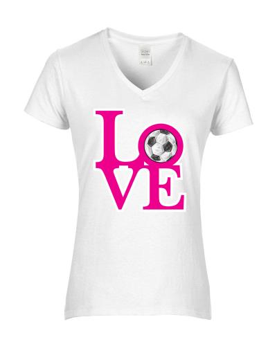 Epic Ladies Soccer Love V-Neck Graphic T-Shirts. Free shipping.  Some exclusions apply.