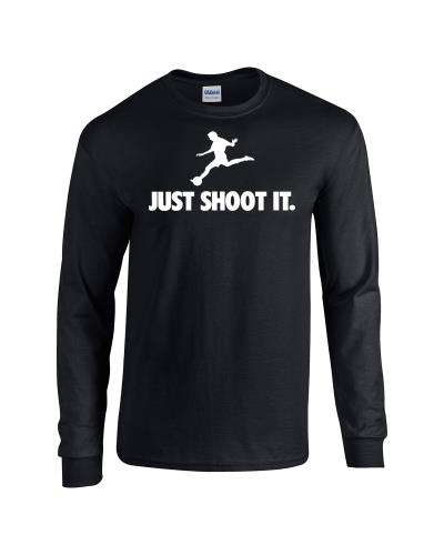 Epic Just Shoot It Dark Long Sleeve Cotton Graphic T-Shirts. Free shipping.  Some exclusions apply.
