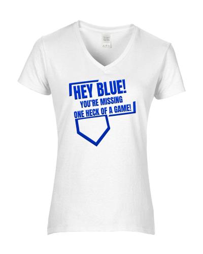Epic Ladies Hey Blue! V-Neck Graphic T-Shirts. Free shipping.  Some exclusions apply.