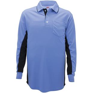 ADAMS USA Short Sleeve Baseball Umpire Shirt Sized for Chest Protector Powder Blue/Scarlet 