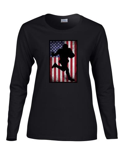 Epic Ladies Football Flag Long Sleeve Graphic T-Shirts. Free shipping.  Some exclusions apply.