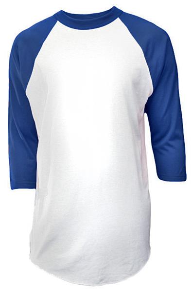 Soffe Adult Baseball Jersey T-Shirt - Extra Large - White/Royal