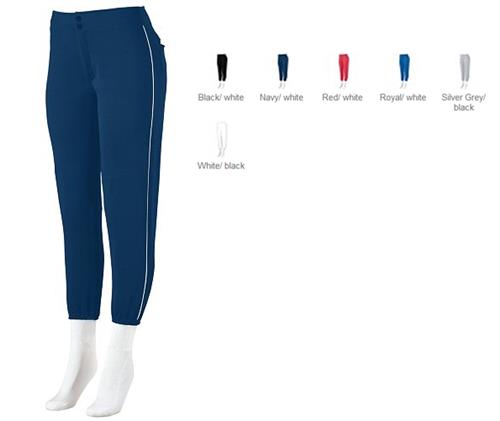 Augusta Girls' Low-Rise Softball Pant with Piping