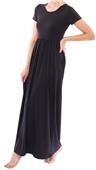 Maxi Dress with Pockets, Womens Casual Short Sleeve Long Dress