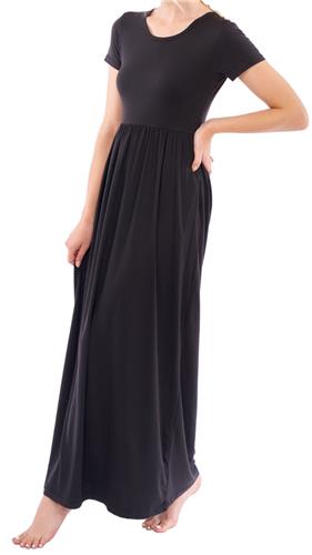 Maxi Dress with Pockets, Womens Casual Short Sleeve Long Dress
