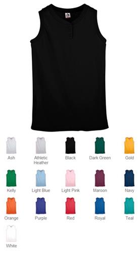 Augusta Ladies Sleeveless 2 Button Softball Jersey. Decorated in seven days or less.