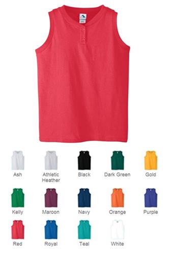 Augusta Girls' 6 oz Sleeveless Two-Button Jersey. Decorated in seven days or less.