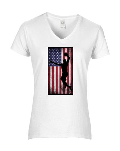 Epic Ladies Basketball Flag V-Neck Graphic T-Shirts. Free shipping.  Some exclusions apply.