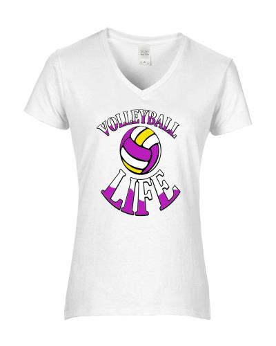 Epic Ladies Volleyball Life V-Neck Graphic T-Shirts. Free shipping.  Some exclusions apply.