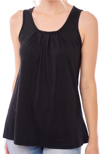 Sleeveless Scoop Neck w/Pleated Front Tank Top & Back Closure, Women's